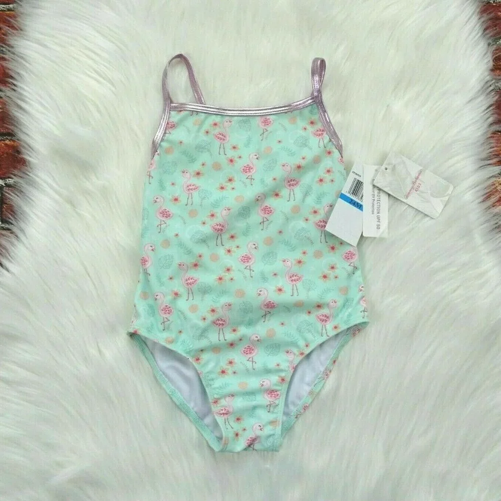 NWT Tommy Bahama Kids Swimsuit One-Piece Flamingo Baby Girls 24 Mos